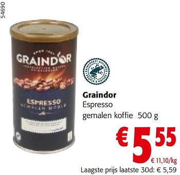 Promotions Graindor espresso gemalen koffie - Graindor - Valide de 10/04/2024 à 23/04/2024 chez Colruyt