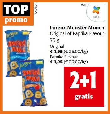 Promotions Lorenz monster munch original of paprika flavour - Lorenz Monster Munch - Valide de 10/04/2024 à 23/04/2024 chez Colruyt
