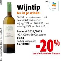 Luzanet 2022-2023 i.g.p. côtes de gascogne-Witte wijnen