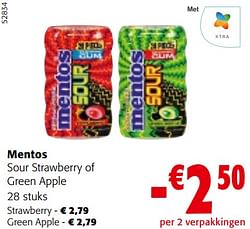 Mentos Sour Strawberry Of Green Apple - Mentos - Colruyt - Promoties.be