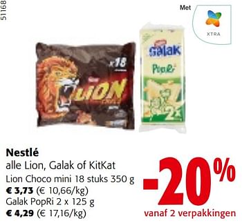 Promoties Nestlé alle lion, galak of kitkat - Nestlé - Geldig van 10/04/2024 tot 23/04/2024 bij Colruyt