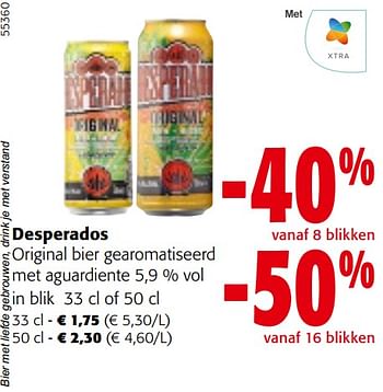 Promotions Desperados original bier gearomatiseerd met aguardiente - Desperados - Valide de 10/04/2024 à 23/04/2024 chez Colruyt