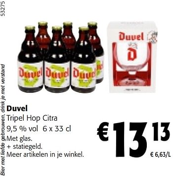 Promotions Duvel tripel hop citra - Duvel - Valide de 10/04/2024 à 23/04/2024 chez Colruyt