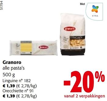 Promotions Granoro alle pasta’s - Granoro - Valide de 10/04/2024 à 23/04/2024 chez Colruyt