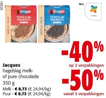 Promoties Jacques hagelslag melkof pure chocolade - Jacques - Geldig van 10/04/2024 tot 23/04/2024 bij Colruyt