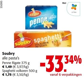 Promotions Soubry alle pasta’s - Soubry - Valide de 10/04/2024 à 23/04/2024 chez Colruyt