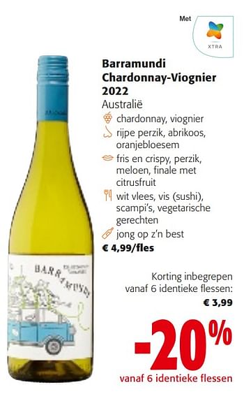 Promotions Barramundi chardonnay-viognier 2022 - Vins blancs - Valide de 10/04/2024 à 23/04/2024 chez Colruyt