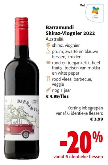 Promoties Barramundi shiraz-viognier 2022 - Rode wijnen - Geldig van 10/04/2024 tot 23/04/2024 bij Colruyt