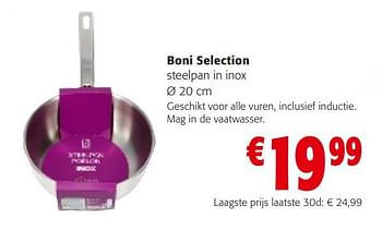 Promoties Boni selection steelpan in inox - Boni - Geldig van 10/04/2024 tot 23/04/2024 bij Colruyt