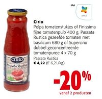 Promoties Cirio polpa tomatenstukjes of finissima fijne tomatenpulp - CIRIO - Geldig van 10/04/2024 tot 23/04/2024 bij Colruyt