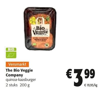 Promoties The bio veggie company quinoa-kaasburger - The Bio Veggie Company - Geldig van 10/04/2024 tot 23/04/2024 bij Colruyt