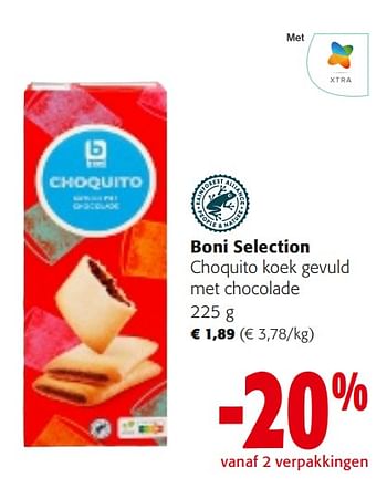 Promotions Boni selection choquito koek gevuld met chocolade - Boni - Valide de 10/04/2024 à 23/04/2024 chez Colruyt