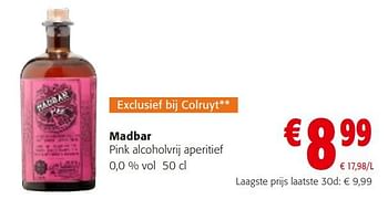 Promoties Madbar pink alcoholvrij aperitief - Madbar - Geldig van 10/04/2024 tot 23/04/2024 bij Colruyt