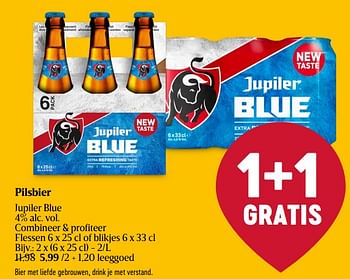 Promotions Pilsbier jupiler blue - Jupiler - Valide de 11/04/2024 à 17/04/2024 chez Delhaize