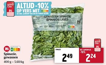 Promoties Spinazie, gewassen - Huismerk - Delhaize - Geldig van 11/04/2024 tot 17/04/2024 bij Delhaize
