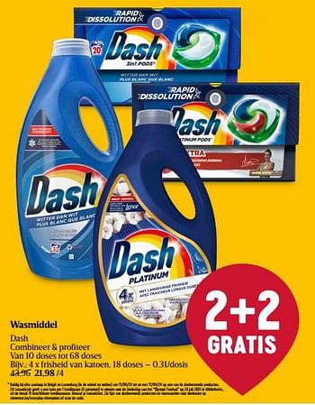 Promotions Wasmiddel frisheid van katoen - Dash - Valide de 11/04/2024 à 17/04/2024 chez Delhaize