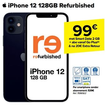 Promotions Apple iphone 12 128gb refurbished - Apple - Valide de 10/04/2024 à 22/04/2024 chez Carrefour