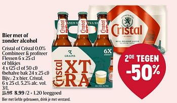 Promoties Bier, cristal - Cristal - Geldig van 11/04/2024 tot 17/04/2024 bij Delhaize