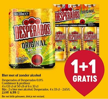 Promoties Bier met alcohol - Desperados - Geldig van 11/04/2024 tot 17/04/2024 bij Delhaize