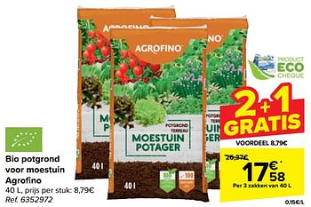 Promotions Bio potgrond voor moestuin agrofino - Agrofino - Valide de 10/04/2024 à 22/04/2024 chez Carrefour