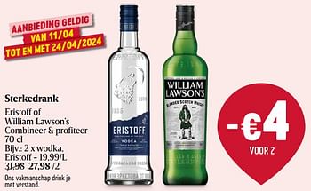 Promotions Wodka, eristoff - Eristoff - Valide de 11/04/2024 à 17/04/2024 chez Delhaize