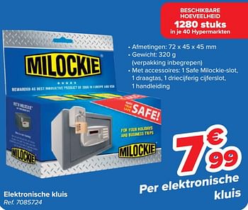 Promotions Elektronische kluis - Milockie - Valide de 10/04/2024 à 22/04/2024 chez Carrefour