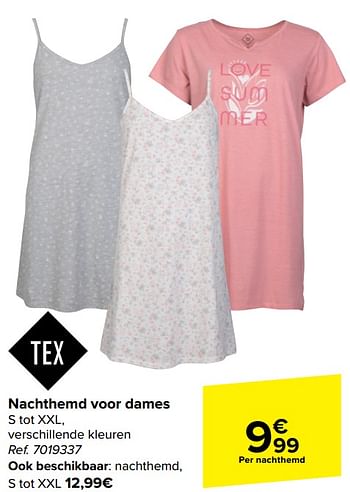 Promotions Nachthemd voor dames - Tex - Valide de 10/04/2024 à 22/04/2024 chez Carrefour