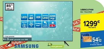 Promotions Samsung led tv ue85cu7100 - Samsung - Valide de 10/04/2024 à 22/04/2024 chez Carrefour