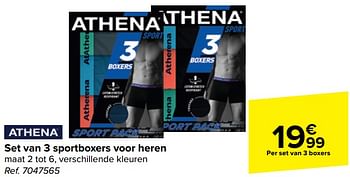 Promotions Set van 3 sportboxers voor heren - Athena - Valide de 10/04/2024 à 22/04/2024 chez Carrefour
