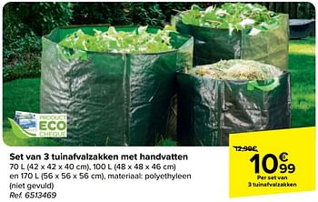 Promoties Set van 3 tuinafvalzakken met handvatten - Huismerk - Carrefour  - Geldig van 10/04/2024 tot 22/04/2024 bij Carrefour