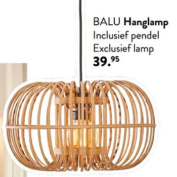 Promoties Balu hanglamp - Huismerk - Casa - Geldig van 28/03/2024 tot 01/05/2024 bij Casa
