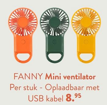 Promotions Fanny mini ventilator - Produit maison - Casa - Valide de 28/03/2024 à 01/05/2024 chez Casa