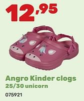 Promoties Angro kinder clogs unicorn - Angro - Geldig van 02/04/2024 tot 04/05/2024 bij Happyland