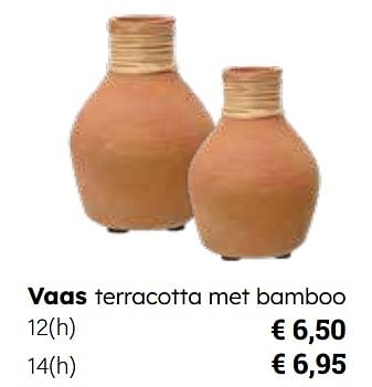 Promoties Vaas terracotta met bamboo - Huismerk - Europoint - Geldig van 25/03/2024 tot 12/05/2024 bij Europoint