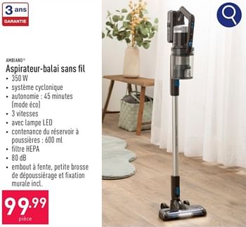 Promoties Ambiano aspirateur-balai sans fil - Ambiano - Geldig van 31/03/2024 tot 07/04/2024 bij Aldi