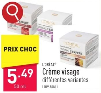 Promotions Crème visage - L'Oreal Paris - Valide de 31/03/2024 à 07/04/2024 chez Aldi