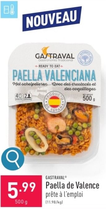 Promotions Paella de valence - Gastraval - Valide de 31/03/2024 à 07/04/2024 chez Aldi