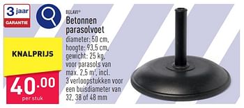 Promoties Betonnen parasolvoet - Belavi - Geldig van 31/03/2024 tot 07/04/2024 bij Aldi
