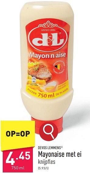 Promoties Mayonaise met ei - Devos Lemmens - Geldig van 31/03/2024 tot 07/04/2024 bij Aldi