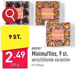 Promoties Minimuffins - Arioso - Geldig van 31/03/2024 tot 07/04/2024 bij Aldi