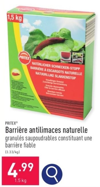 Promotions Barrière antilimaces naturelle - Pritex - Valide de 31/03/2024 à 07/04/2024 chez Aldi
