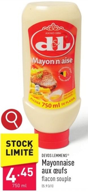 Promotions Mayonnaise aux oeufs - Devos Lemmens - Valide de 31/03/2024 à 07/04/2024 chez Aldi