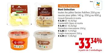 Promoties Boni selection toutes les pâtes farcies fraîches ou sauces pour pâtes - Boni - Geldig van 10/04/2024 tot 23/04/2024 bij Colruyt