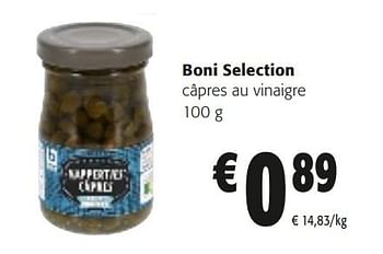 Promotions Boni selection câpres au vinaigre - Boni - Valide de 10/04/2024 à 23/04/2024 chez Colruyt