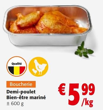 Promoties Demi-poulet bien-être mariné - Huismerk - Colruyt - Geldig van 10/04/2024 tot 23/04/2024 bij Colruyt