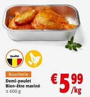 Promotions Demi-poulet bien-être mariné - Produit maison - Colruyt - Valide de 10/04/2024 à 23/04/2024 chez Colruyt