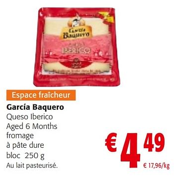 Promotions García baquero queso iberico aged 6 months fromage à pâte dure - García Baquero - Valide de 10/04/2024 à 23/04/2024 chez Colruyt