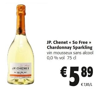 Promoties Jp. chenet so free chardonnay sparkling vin mousseux sans alcool - Schuimwijnen - Geldig van 10/04/2024 tot 23/04/2024 bij Colruyt