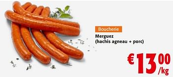 Promotions Merguez hachis agneau + porc - Produit maison - Colruyt - Valide de 10/04/2024 à 23/04/2024 chez Colruyt