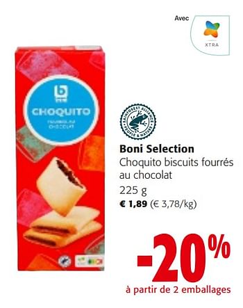 Promotions Boni selection choquito biscuits fourrés au chocolat - Boni - Valide de 10/04/2024 à 23/04/2024 chez Colruyt